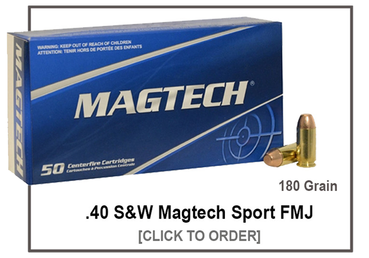 .40 S&W MAGTECH SPORT 180 GRAIN FMJ - 40B