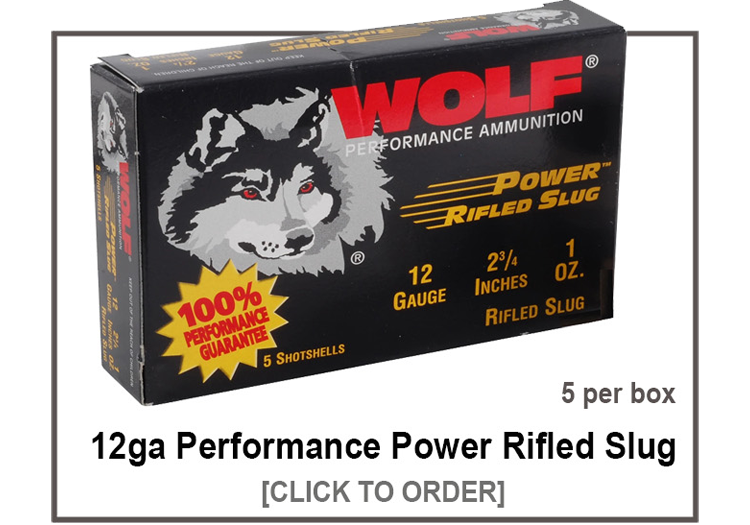 12 GAUGE WOLF PERFORMANCE POWER RIFLED SLUG